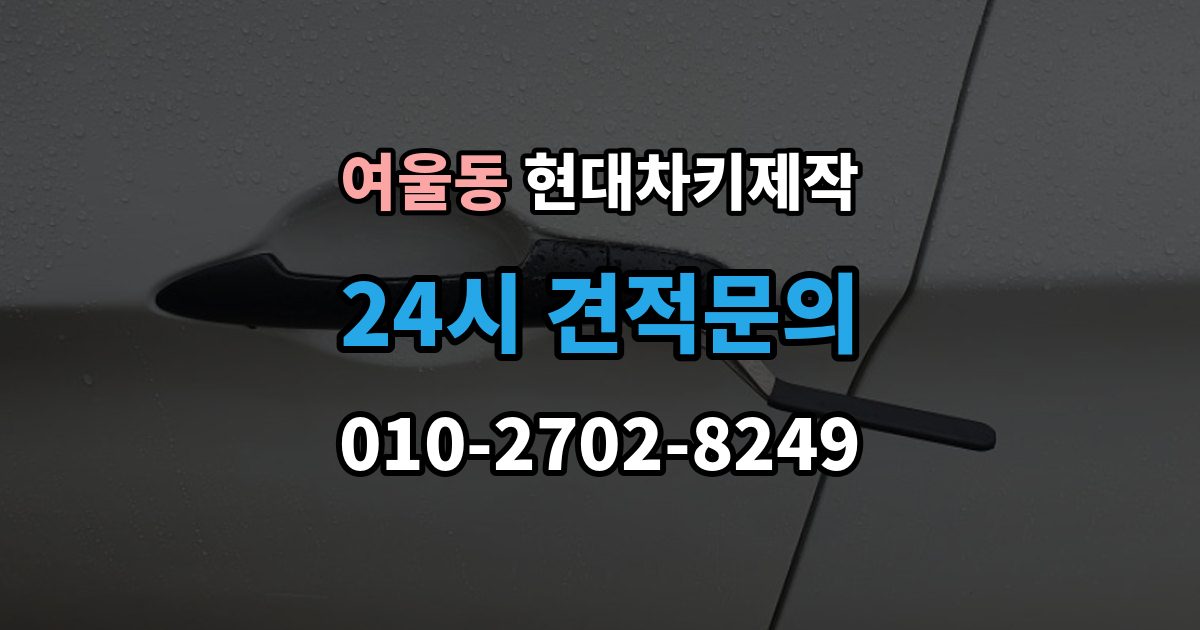 여울동 현대 차키 제작 출장 안내 - 기존 키가 있어도 재등록이 필요한 상황