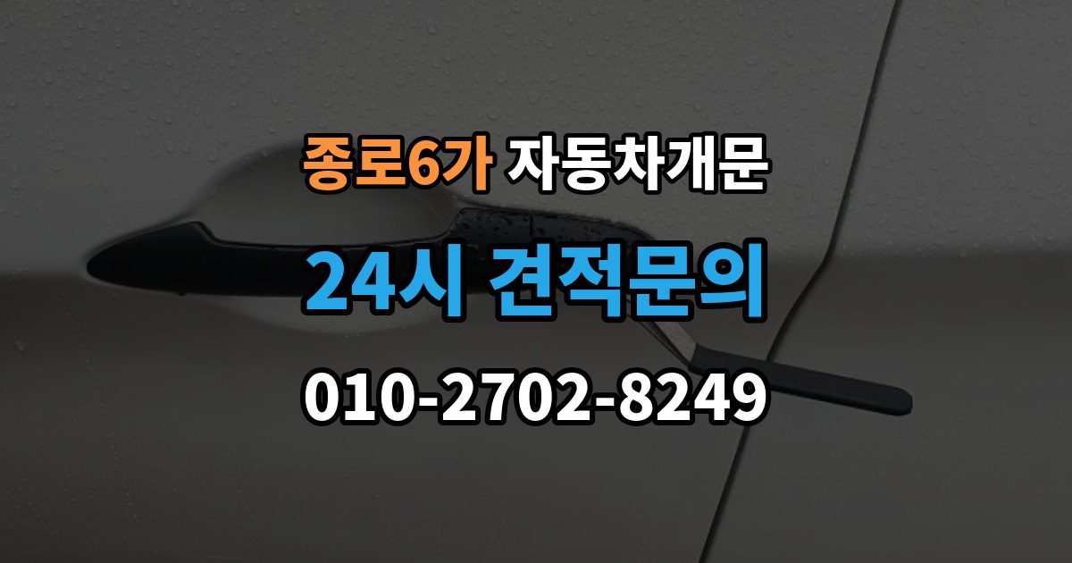 종로6가 차 문 잠겼을 때 보험사 긴급출동과 전문업체 비교